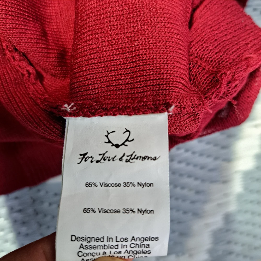 For Love And Lemons Burgundy Sheer-Stripe Ruffle Mini Dress - Picture 5 of 10